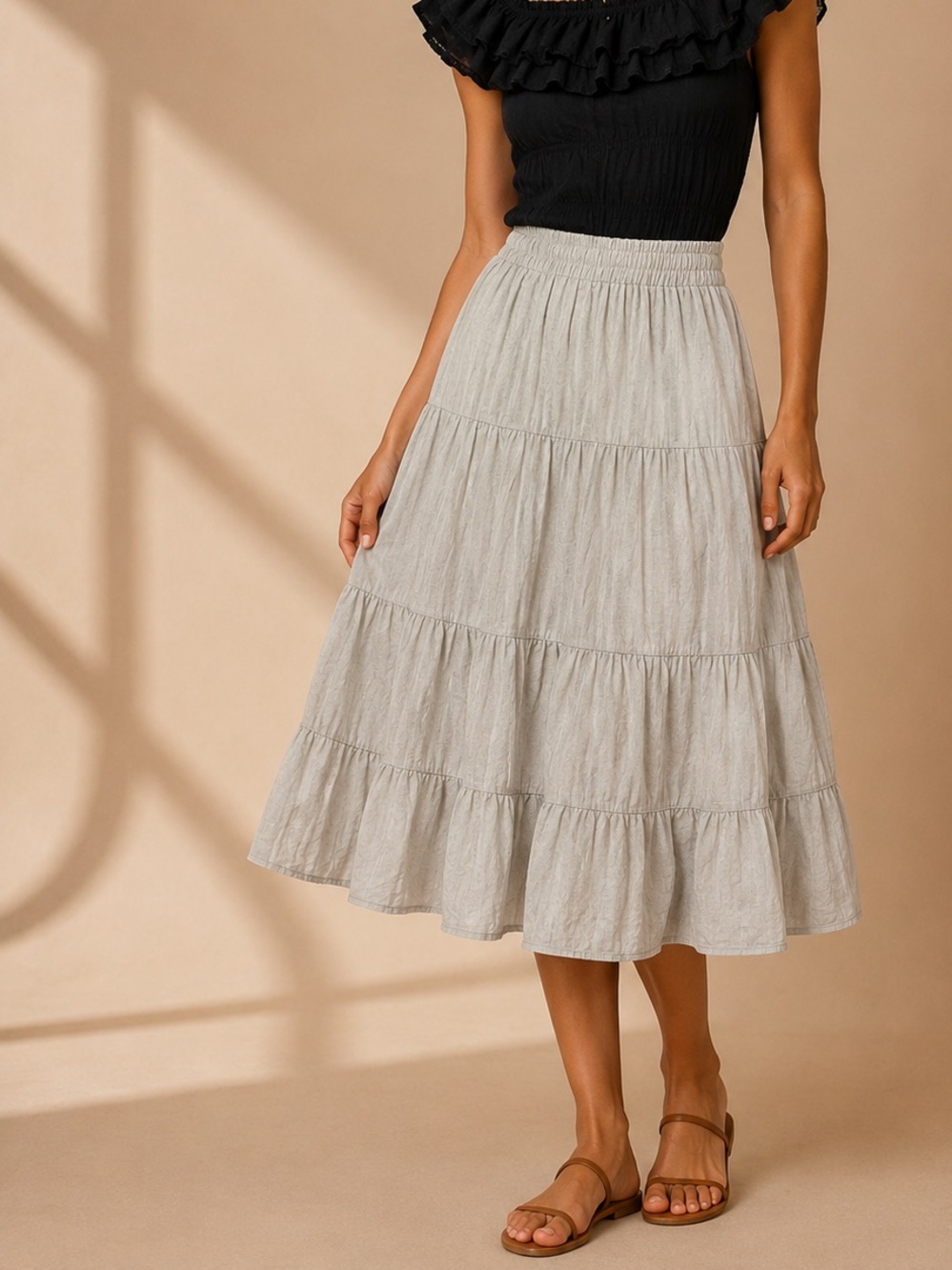 LC Lauren Conrad Tiered Chambray Ruffle Mini Skirt Women’s XL